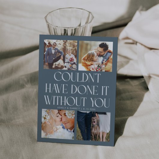 Not Without You Wedding 4-Photo Slate Blue Bedankkaart