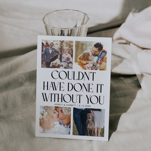 Not Without You Wedding 4-Photo White Bedankkaart