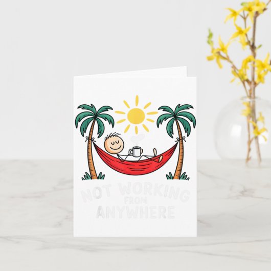 Not Working From Anywhere Funny Hammock 2025  Kaart (Gele Bloem)