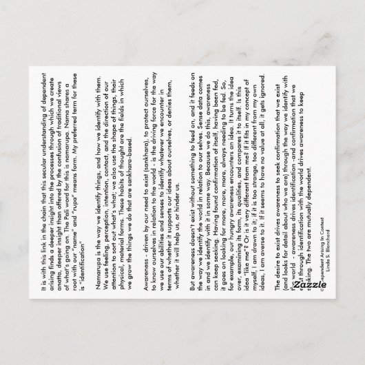 Nota #4 Naam en Vorm - van het Afhankelijke Opkome Briefkaart (Achterkant)