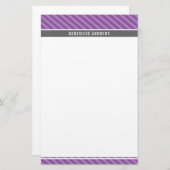 NOTA DOCUMENT diagonale streep vet grijs violet pa Briefpapier (Voorkant / Achterkant)
