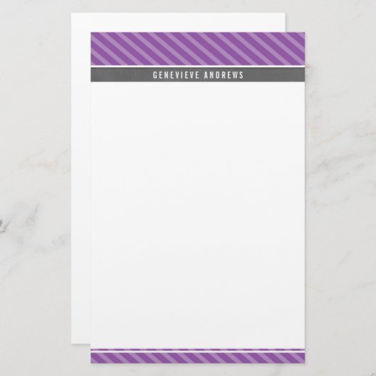 NOTA DOCUMENT diagonale streep vet grijs violet pa Briefpapier (Voorkant / Achterkant)
