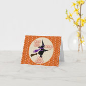 Nota Kaart Broom Stick Witch (Gele Bloem)