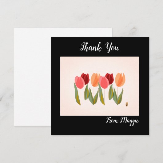 Nota Kaart Dank u met Zes Tulips (Voorkant / Achterkant)