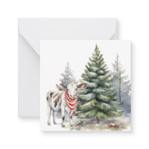 Nota Kaart met schattig kalf die een rood/witte sj