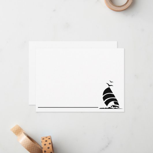 Nota Kaart-Sailboot Notitiekaartje (Voorkant / Achterkant in situ)