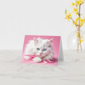 Nota Kaart Witte Kat met Linten (Gele Bloem)