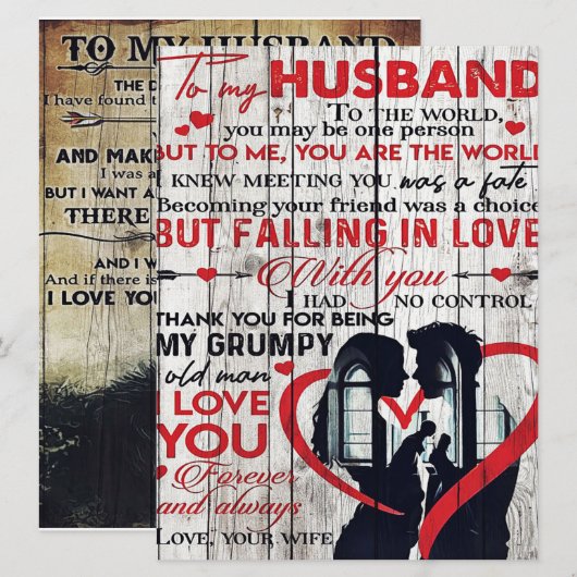 Nota van de klap voor Husband | Naar mijn Cadeau v Menu (Voorkant / Achterkant)