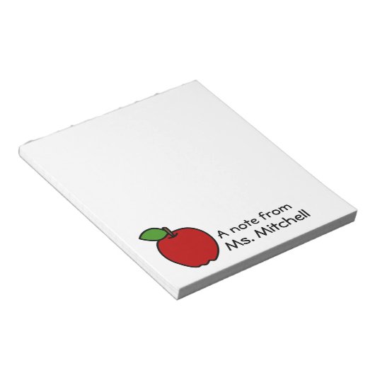 Nota van de Leraar - Rode Apple - Gepersonaliseerd Notitieblok (Schuin)