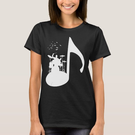 Nota Vogels Drummer Ontwerp T-shirt (Voorkant)