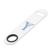 Nota Y (blauw) van het blokpatroon Speed Flessenopener (Voorkant Gekanteld)