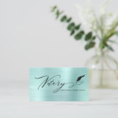 *~* NOTAIRE Stempel FOTO - Pen Feather Signing Age Visitekaartje (Staand voorkant)