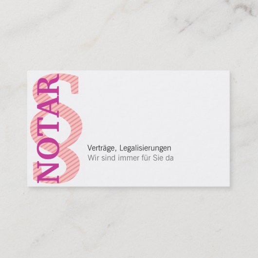 Notar Visitenkarte Visitekaartje (Achterkant)