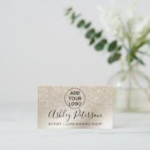 Notarctische logo pearl glitter iory ombre goud visitekaartje (Staand voorkant)