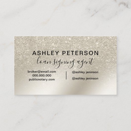 Notarctische peulglitter ivoorombre gradiënt metaa visitekaartje (Achterkant)