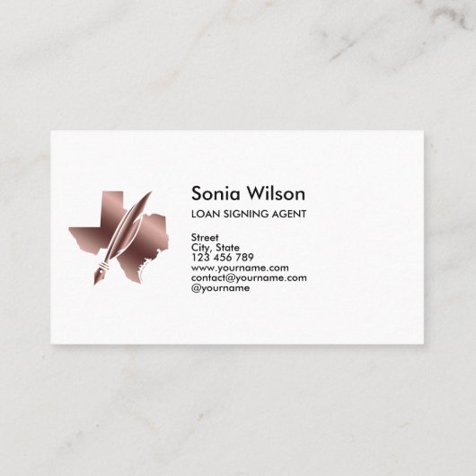 Notari Public Texas Stamp Loan Signing Agent Busi Visitekaartje (Achterkant)