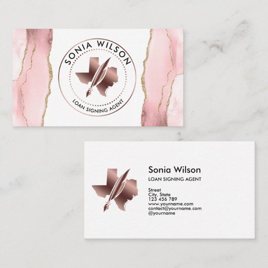Notari Public Texas Stamp Loan Signing Agent Busi Visitekaartje (Voorkant / Achterkant)
