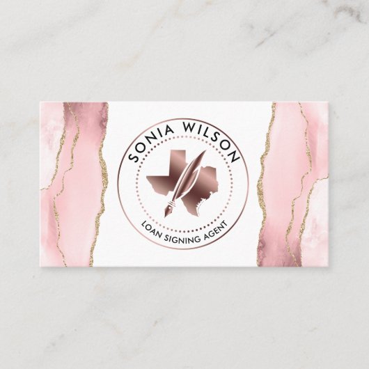 Notari Public Texas Stamp Loan Signing Agent Busi Visitekaartje (Voorkant)