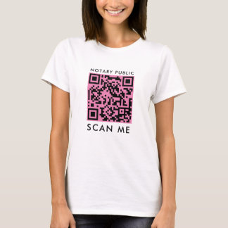 Notarieel publiek "Scan me" roze en zwarte QR-code T-shirt