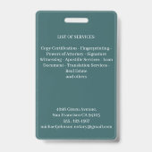 Notaris Dienstverlening Vintage Professionele Teal Badge (Achterkant)