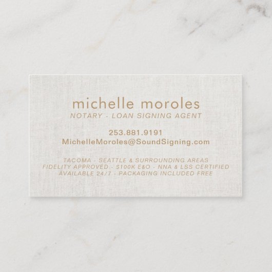 Notaris - Elegant Gold Script - Agent voor het ond Visitekaartje (Achterkant)