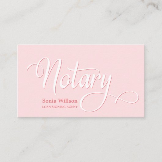 Notaris elegante moderne blush roze typografie visitekaartje (Voorkant)