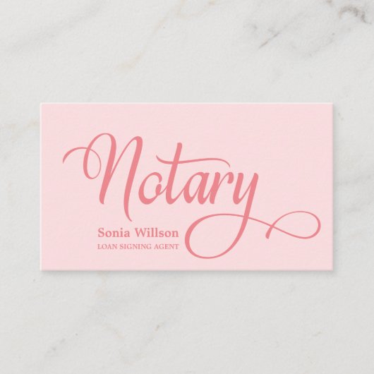 Notaris elegante moderne blush roze typografie visitekaartje (Voorkant)