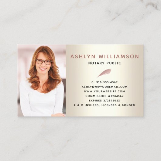 Notaris foto roze glitter druppels goud lening age visitekaartje (Achterkant)