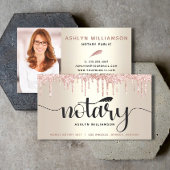 Notaris foto roze glitter druppels goud lening age visitekaartje