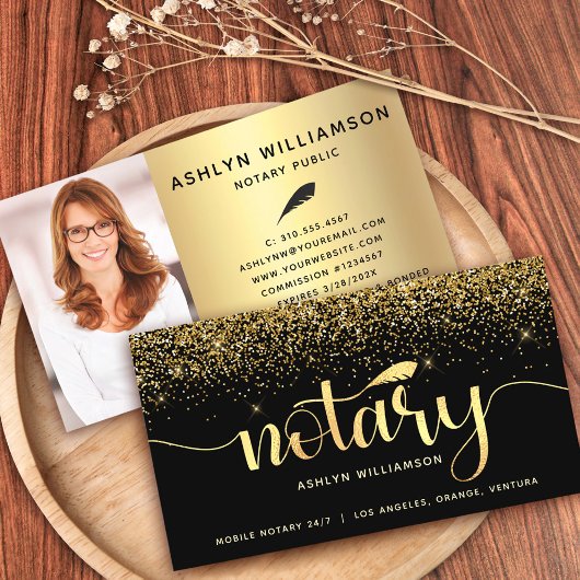 Notaris foto Zwart Goud Glitter Lening Signing Age Visitekaartje