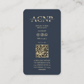 Notaris Gouden Quill Monogram Donkerblauw Modern Visitekaartje (Achterkant)