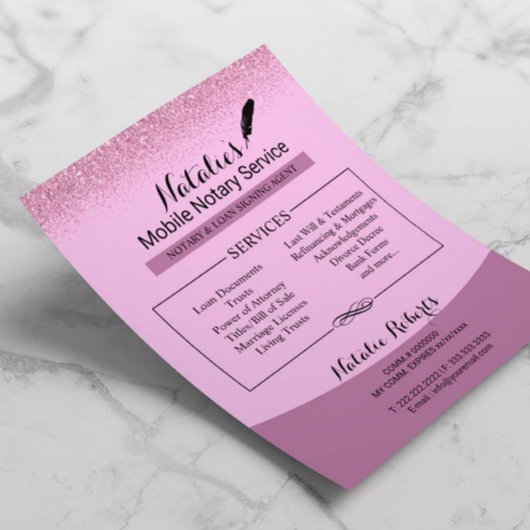 Notaris Hypotheek Ondertekeningsagent Roze Glitter Flyer