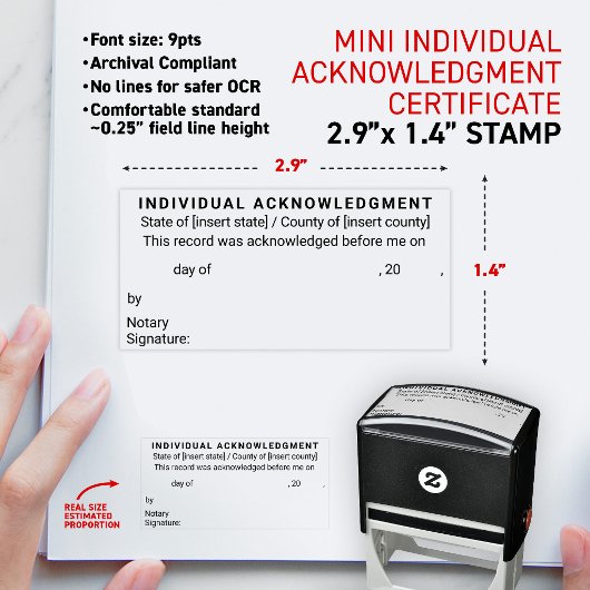 Notaris Individuele Erkenning mini Certificaat Zelfinktende Stempel