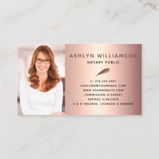 Notaris Koper Roze Glitter Foto Loan Agent Script Visitekaartje (Achterkant)