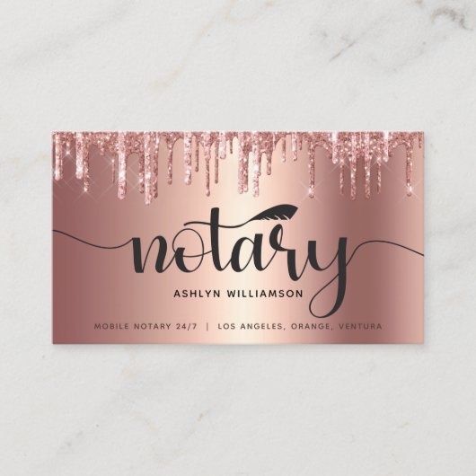 Notaris Koper Roze Glitter Foto Loan Agent Script Visitekaartje (Voorkant)