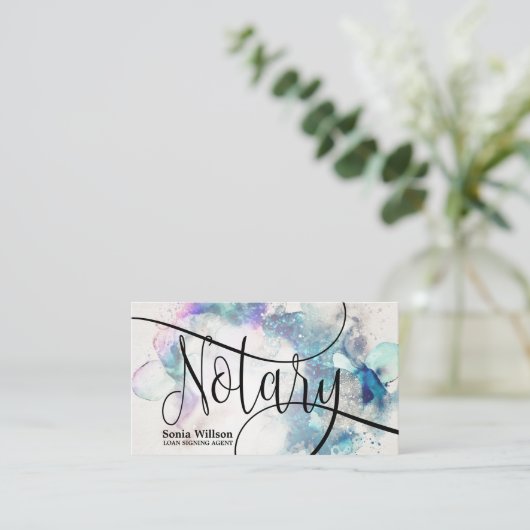 Notaris Lening Ondertekenaar Modern abstract scrip Visitekaartje (Staand voorkant)