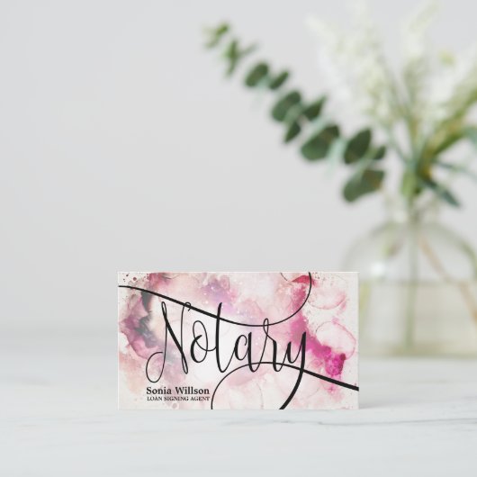 Notaris Lening Ondertekenaar Modern abstract scrip Visitekaartje (Staand voorkant)