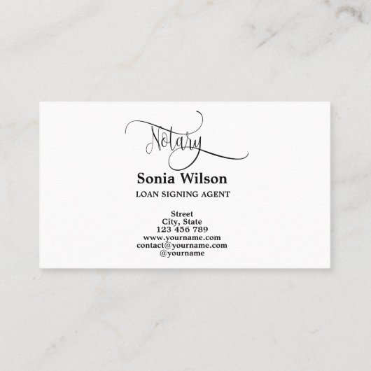 Notaris Lening Ondertekenaar Modern abstract scrip Visitekaartje (Achterkant)