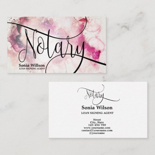 Notaris Lening Ondertekenaar Modern abstract scrip Visitekaartje (Voorkant / Achterkant)