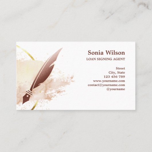 Notaris Lening Ondertekenaar Modern Blush Pink Art Visitekaartje (Achterkant)