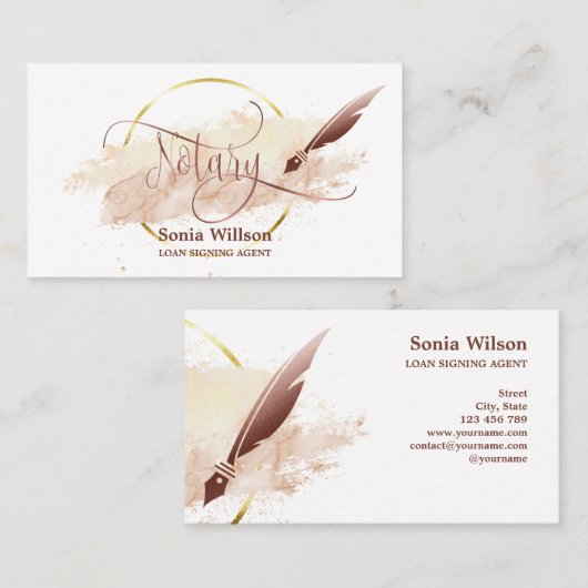 Notaris Lening Ondertekenaar Modern Blush Pink Art Visitekaartje (Voorkant / Achterkant)