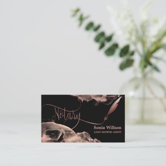 Notaris Lening Ondertekenaar Modern Roos Gouden in Visitekaartje (Staand voorkant)