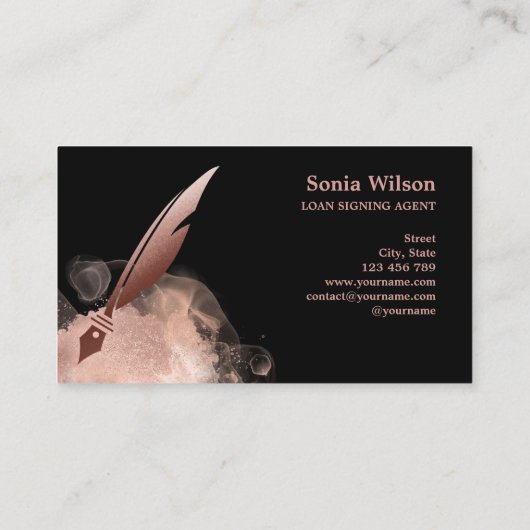 Notaris Lening Ondertekenaar Modern Roos Gouden in Visitekaartje (Achterkant)