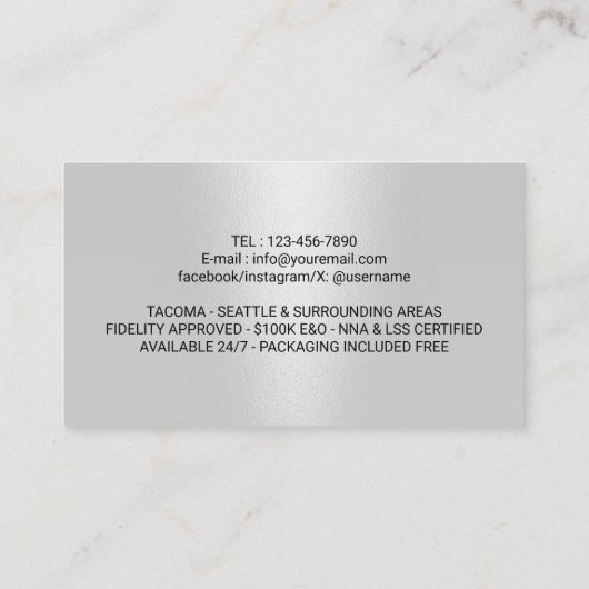 Notaris & Lening Ondertekenaar Moderne Marine Blau Visitekaartje (Achterkant)