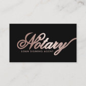 Notaris Lening Ondertekenaar Roos Gold Script Zwar Visitekaartje (Voorkant)