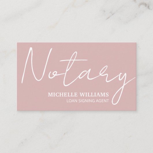 Notaris Lening Ondertekenaar Script Logo Dusty Pin Visitekaartje (Voorkant)
