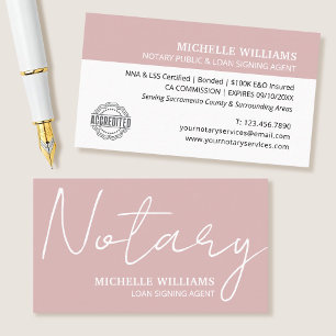 Notaris Lening Ondertekenaar Script Logo Dusty Pin Visitekaartje