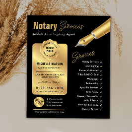 Notaris Lening Ondertekenaar Stempel Zwart & Goud Flyer