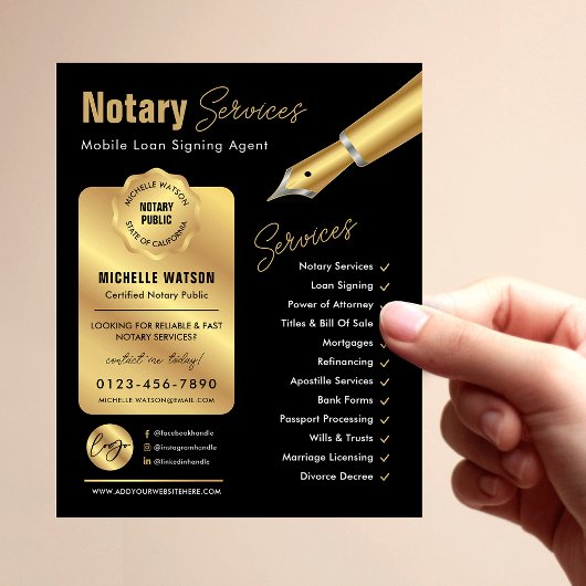 Notaris Lening Ondertekenaar Stempel Zwart & Goud  Flyer