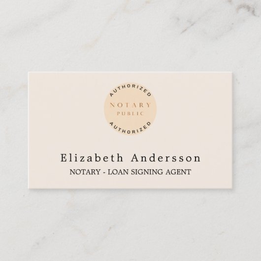 Notaris lening ondertekening agent beige foto QR l Visitekaartje (Voorkant)